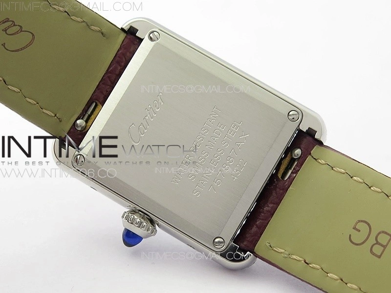 Tank Louis Ladies 22mm SS Crystal 8848F 1:1 Best Edition White Dial on Dark Red Leather Strap Ronda Quartz
