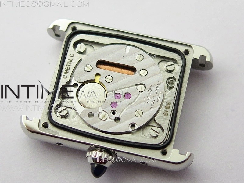 Tank Louis Ladies 22mm SS Crystal 8848F 1:1 Best Edition White Dial on Dark Red Leather Strap Ronda Quartz