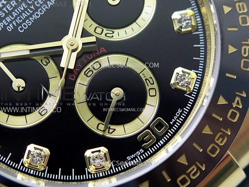 Daytona 116518 YG APSF 1:1 Best Edition Black Dial Diamonds Markers on Oysterflex Rubber Strap SH4130