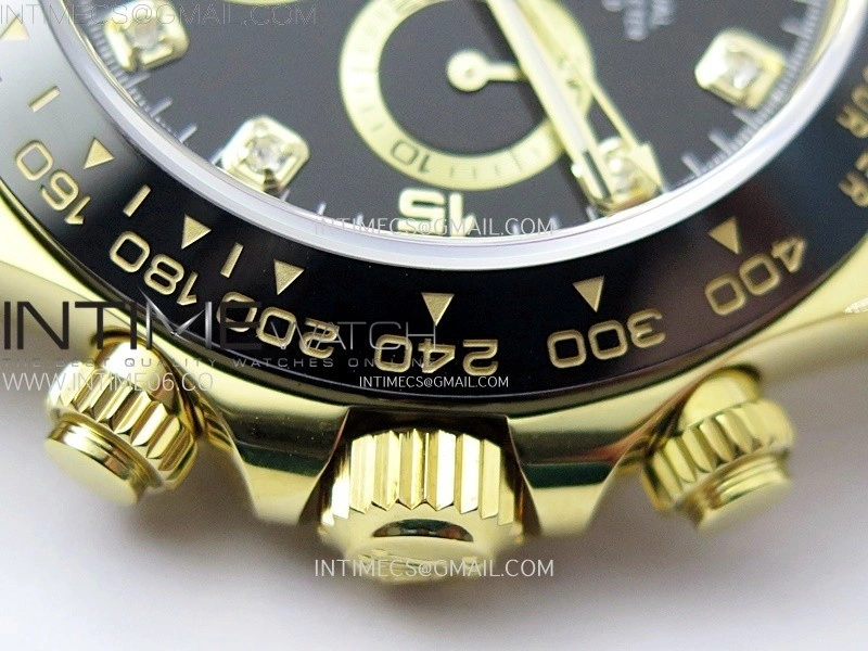 Daytona 116518 YG APSF 1:1 Best Edition Black Dial Diamonds Markers on Oysterflex Rubber Strap SH4130
