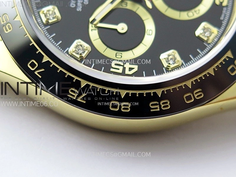 Daytona 116518 YG APSF 1:1 Best Edition Black Dial Diamonds Markers on Oysterflex Rubber Strap SH4130