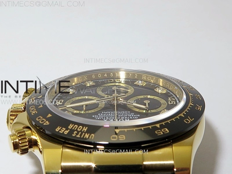 Daytona 116518 YG APSF 1:1 Best Edition Black Dial Diamonds Markers on Oysterflex Rubber Strap SH4130