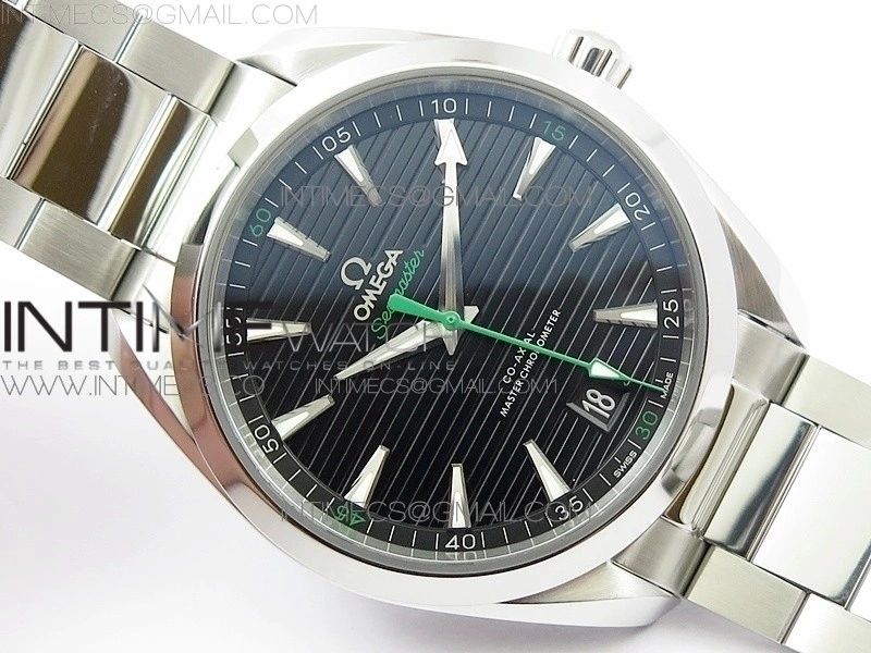 Aqua Terra 150M Master Chronometers VSF 1:1 Best Edition Black Dial Green second hand on SS Bracelet A8900 Super Clone