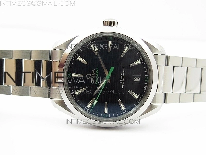 Aqua Terra 150M Master Chronometers VSF 1:1 Best Edition Black Dial Green second hand on SS Bracelet A8900 Super Clone