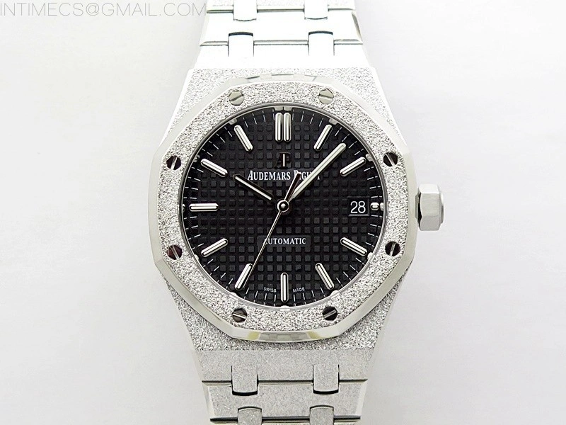Royal Oak 37mm 15454 Frosted SS APSF 1:1 Best Edition Black Textured Dial on Frosted SS Bracelet SA3120 Super Clone