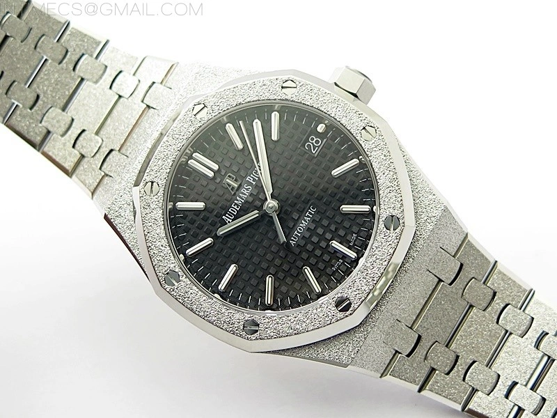 Royal Oak 37mm 15454 Frosted SS APSF 1:1 Best Edition Black Textured Dial on Frosted SS Bracelet SA3120 Super Clone