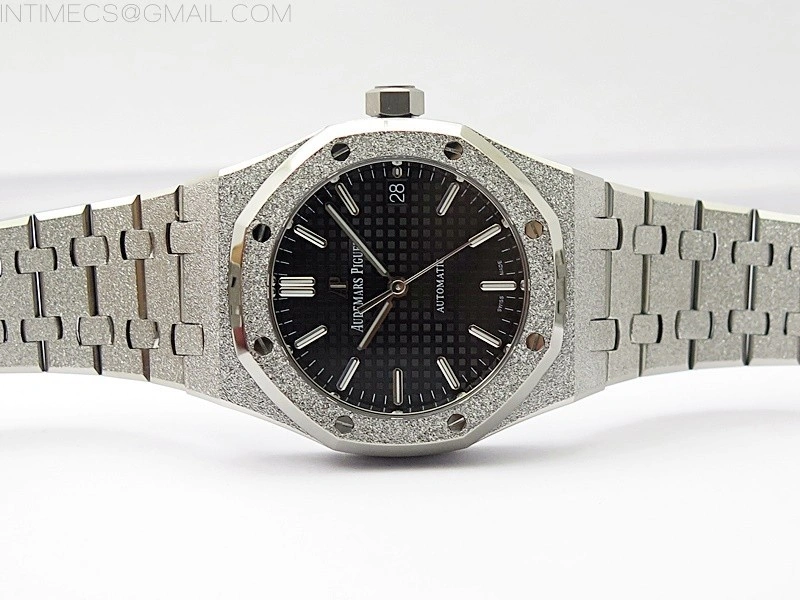Royal Oak 37mm 15454 Frosted SS APSF 1:1 Best Edition Black Textured Dial on Frosted SS Bracelet SA3120 Super Clone