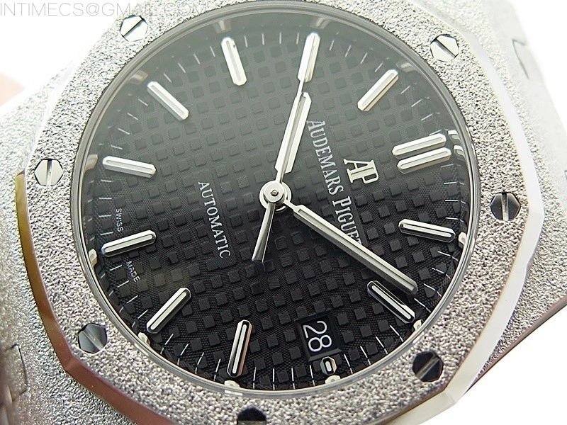 Royal Oak 37mm 15454 Frosted SS APSF 1:1 Best Edition Black Textured Dial on Frosted SS Bracelet SA3120 Super Clone