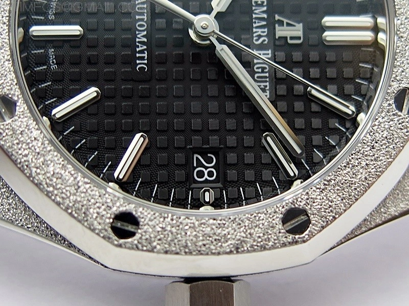 Royal Oak 37mm 15454 Frosted SS APSF 1:1 Best Edition Black Textured Dial on Frosted SS Bracelet SA3120 Super Clone