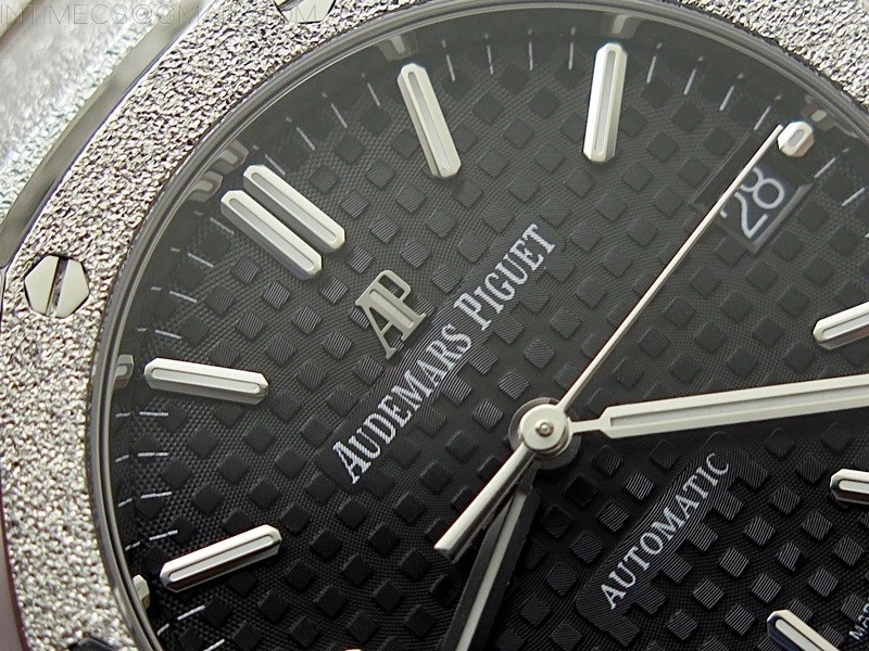 Royal Oak 37mm 15454 Frosted SS APSF 1:1 Best Edition Black Textured Dial on Frosted SS Bracelet SA3120 Super Clone