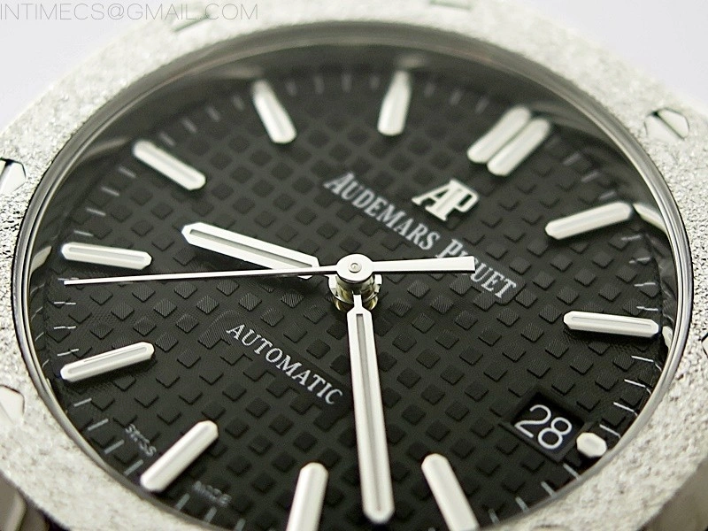 Royal Oak 37mm 15454 Frosted SS APSF 1:1 Best Edition Black Textured Dial on Frosted SS Bracelet SA3120 Super Clone