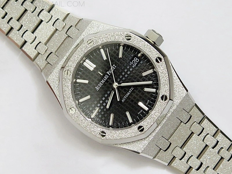Royal Oak 37mm 15454 Frosted SS APSF 1:1 Best Edition Black Textured Dial on Frosted SS Bracelet SA3120 Super Clone