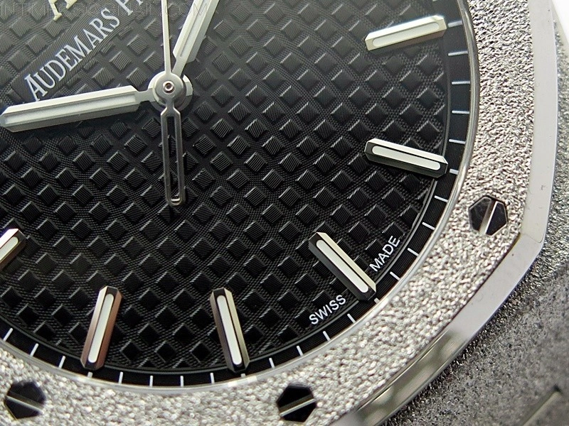 Royal Oak 41mm 15500 Frosted SS APSF 1:1 Best Edition Black Textured Dial on Frosted SS Bracelet SA4302 Super Clone