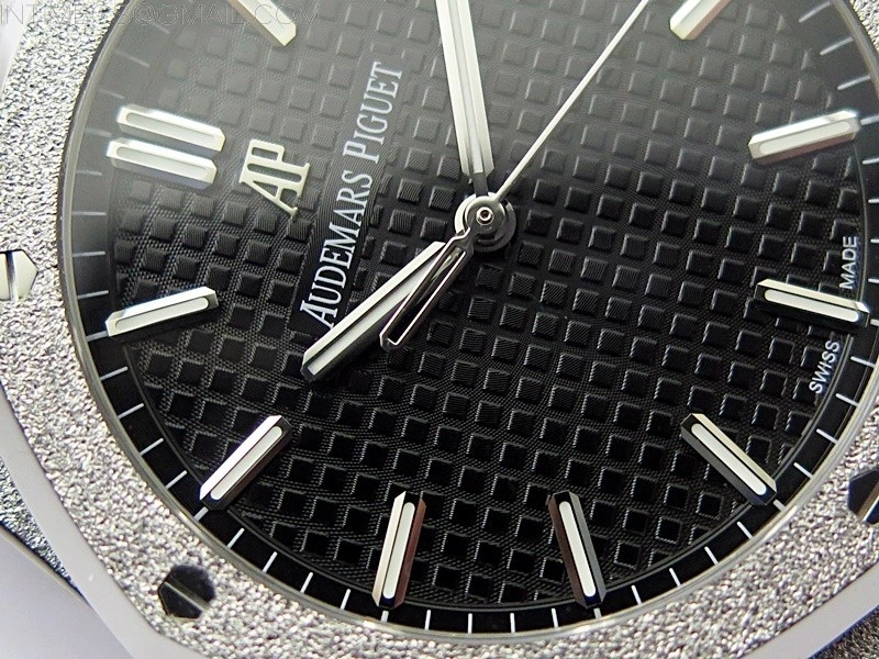 Royal Oak 41mm 15500 Frosted SS APSF 1:1 Best Edition Black Textured Dial on Frosted SS Bracelet SA4302 Super Clone