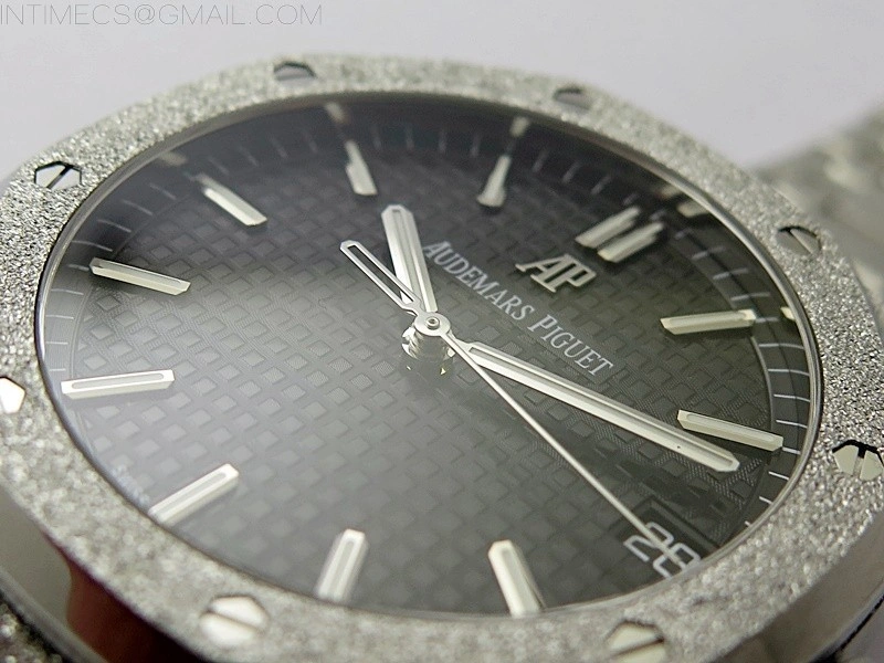 Royal Oak 41mm 15500 Frosted SS APSF 1:1 Best Edition Black Textured Dial on Frosted SS Bracelet SA4302 Super Clone