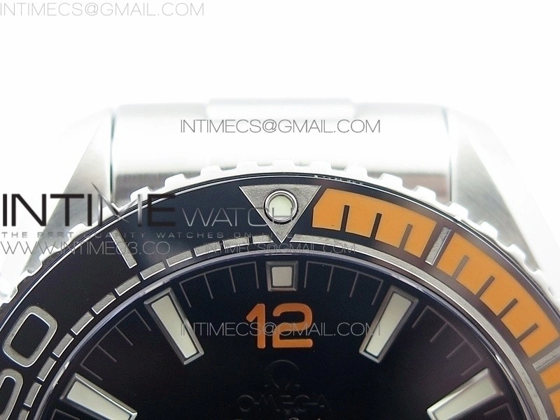 Planet Ocean 43.5mm SS VSF 1:1 Best Edition Black Orange Bezel Black Dial on SS Bracelet A8900 Super Clone