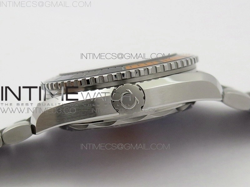 Planet Ocean 43.5mm SS VSF 1:1 Best Edition Black Orange Bezel Black Dial on SS Bracelet A8900 Super Clone