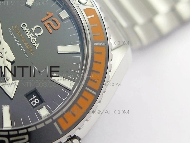Planet Ocean 43.5mm SS VSF 1:1 Best Edition Black Orange Bezel Black Dial on SS Bracelet A8900 Super Clone
