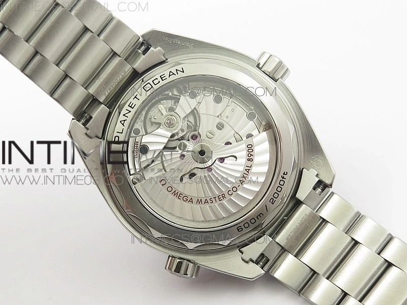 Planet Ocean 43.5mm SS VSF 1:1 Best Edition Black Orange Bezel Black Dial on SS Bracelet A8900 Super Clone
