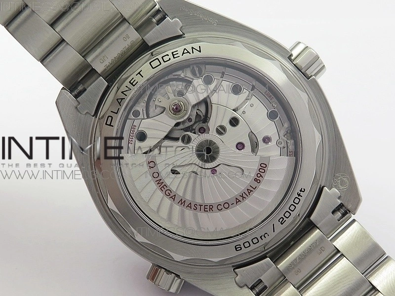 Planet Ocean 43.5mm SS VSF 1:1 Best Edition Black Orange Bezel Black Dial on SS Bracelet A8900 Super Clone