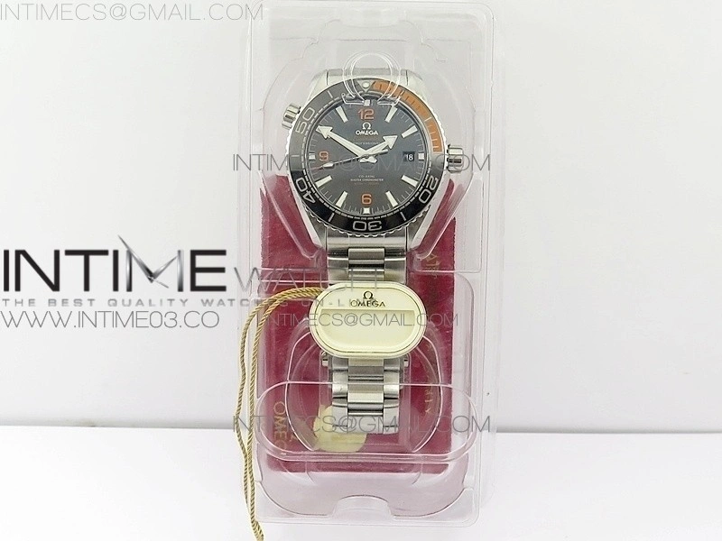 Planet Ocean 43.5mm SS VSF 1:1 Best Edition Black Orange Bezel Black Dial on SS Bracelet A8900 Super Clone
