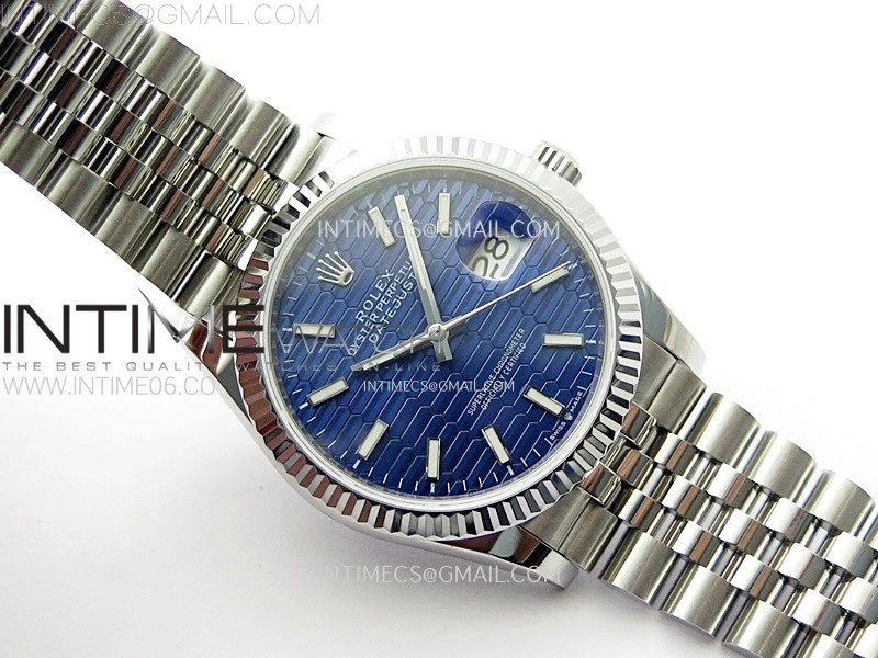 DateJust 36MM 126234 SS APSF 1:1 Best Edition Blue Fluted Dial Sticks Markers on SS Jubilee Bracelet SA3235
