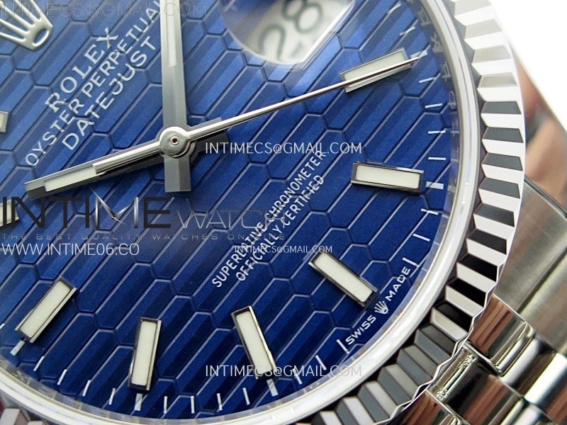 DateJust 36MM 126234 SS APSF 1:1 Best Edition Blue Fluted Dial Sticks Markers on SS Jubilee Bracelet SA3235