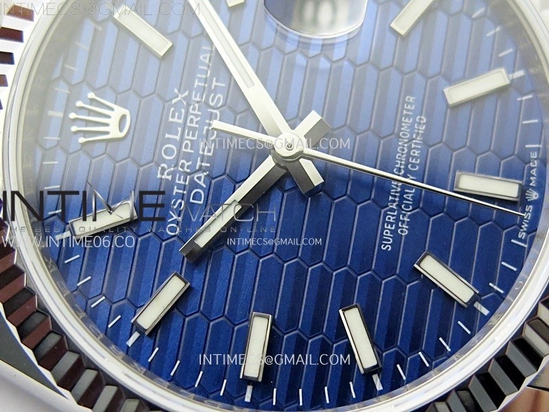DateJust 36MM 126234 SS APSF 1:1 Best Edition Blue Fluted Dial Sticks Markers on SS Jubilee Bracelet SA3235