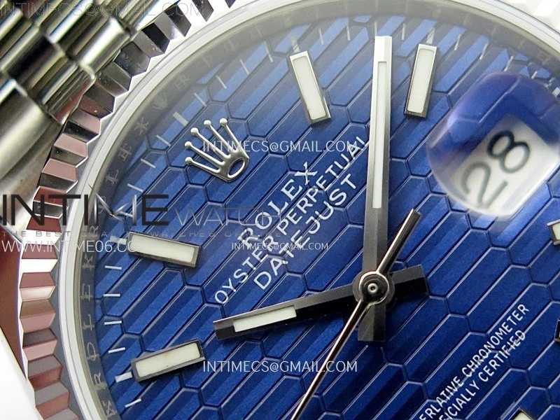 DateJust 36MM 126234 SS APSF 1:1 Best Edition Blue Fluted Dial Sticks Markers on SS Jubilee Bracelet SA3235