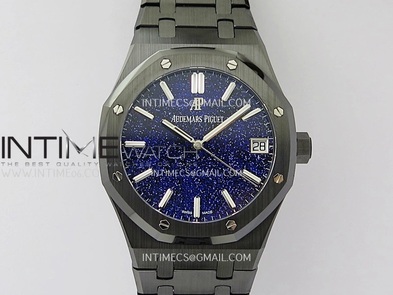 Royal Oak 15500 Black Ceramic APSF 1:1 Best Edition Blue Starry Dial On Black Ceramic Bracelet SA4302 Super Clone