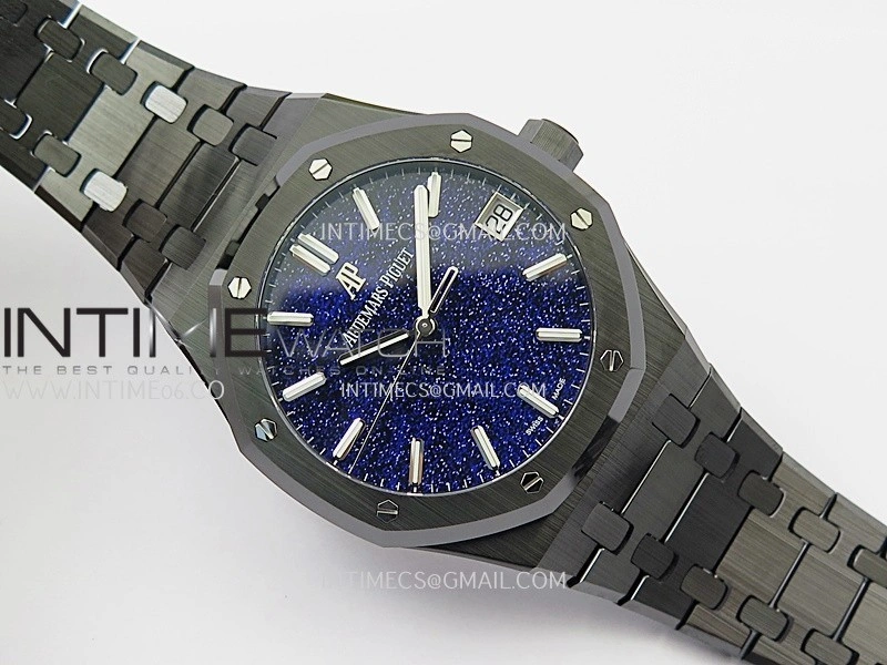 Royal Oak 15500 Black Ceramic APSF 1:1 Best Edition Blue Starry Dial On Black Ceramic Bracelet SA4302 Super Clone
