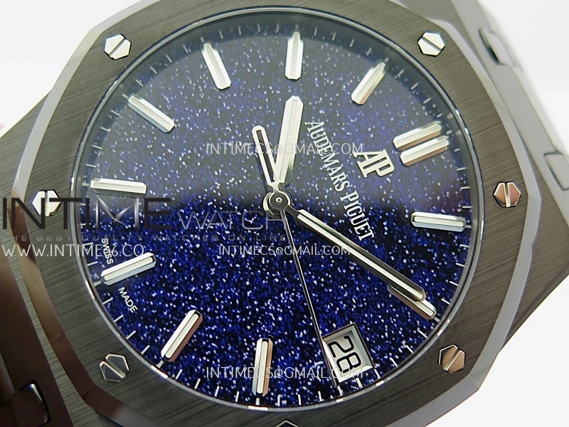 Royal Oak 15500 Black Ceramic APSF 1:1 Best Edition Blue Starry Dial On Black Ceramic Bracelet SA4302 Super Clone