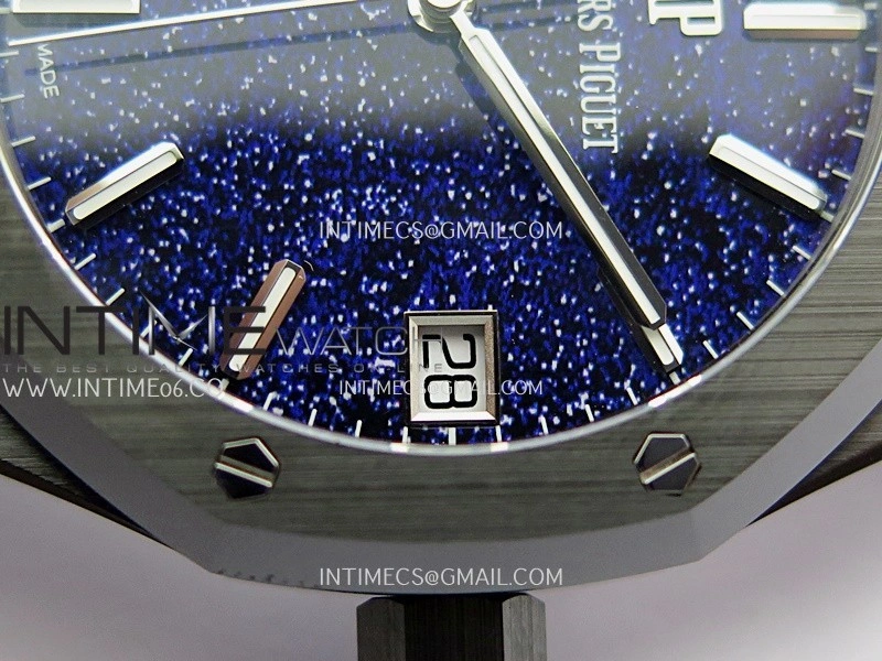 Royal Oak 15500 Black Ceramic APSF 1:1 Best Edition Blue Starry Dial On Black Ceramic Bracelet SA4302 Super Clone