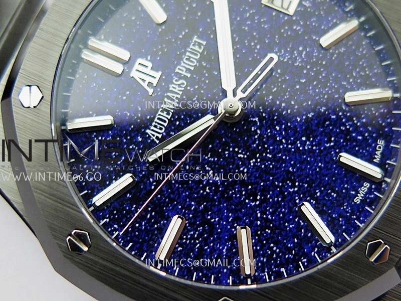 Royal Oak 15500 Black Ceramic APSF 1:1 Best Edition Blue Starry Dial On Black Ceramic Bracelet SA4302 Super Clone
