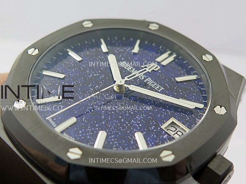 Royal Oak 15500 Black Ceramic APSF 1:1 Best Edition Blue Starry Dial On Black Ceramic Bracelet SA4302 Super Clone