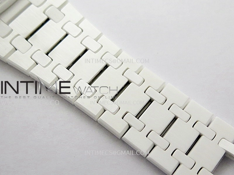 Royal Oak 15500 White Ceramic APSF 1:1 Best Edition Blue Starry Dial On White Ceramic Bracelet SA4302 Super Clone