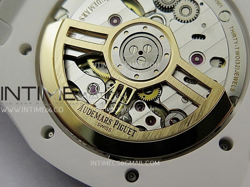 Royal Oak 15500 White Ceramic APSF 1:1 Best Edition Blue Starry Dial On White Ceramic Bracelet SA4302 Super Clone