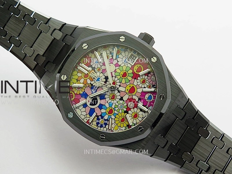 Royal Oak 15500 Black Ceramic APSF 1:1 Best Edition Celebration Dial On Black Ceramic Bracelet SA4302 Super Clone
