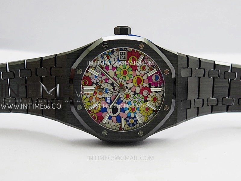 Royal Oak 15500 Black Ceramic APSF 1:1 Best Edition Celebration Dial On Black Ceramic Bracelet SA4302 Super Clone
