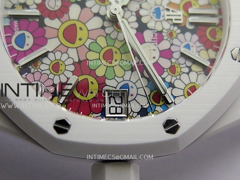 Royal Oak 15500 White Ceramic APSF 1:1 Best Edition Celebration Dial On White Ceramic Bracelet SA4302 Super Clone