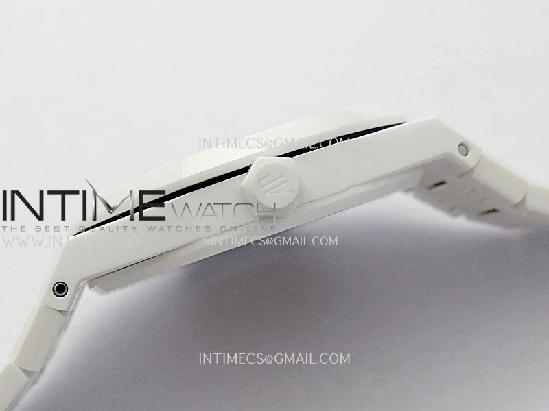Royal Oak 15500 White Ceramic APSF 1:1 Best Edition Celebration Dial On White Ceramic Bracelet SA4302 Super Clone