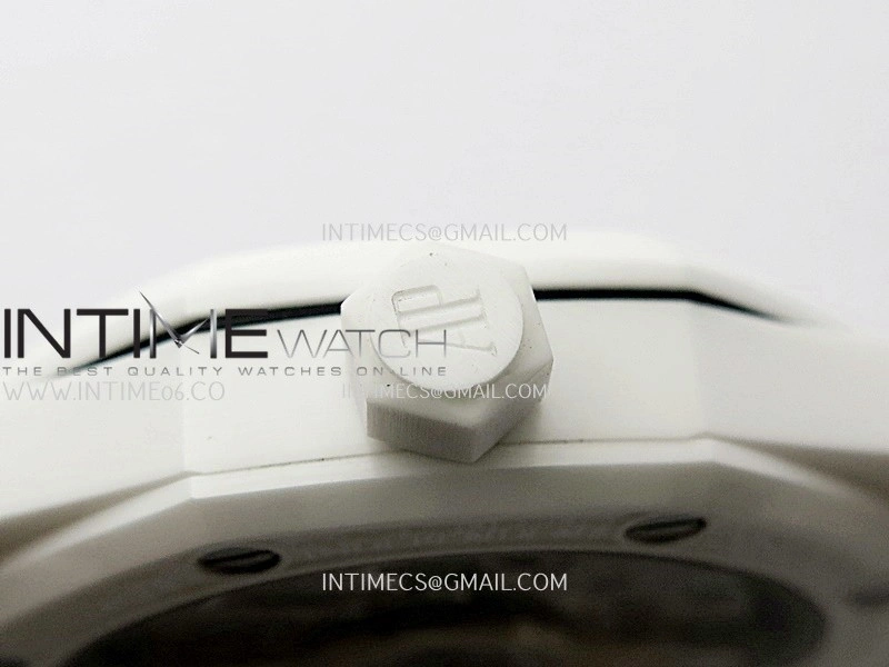 Royal Oak 15500 White Ceramic APSF 1:1 Best Edition Celebration Dial On White Ceramic Bracelet SA4302 Super Clone