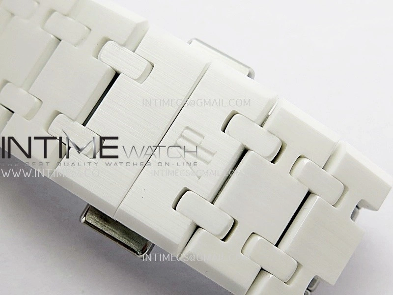Royal Oak 15500 White Ceramic APSF 1:1 Best Edition Celebration Dial On White Ceramic Bracelet SA4302 Super Clone