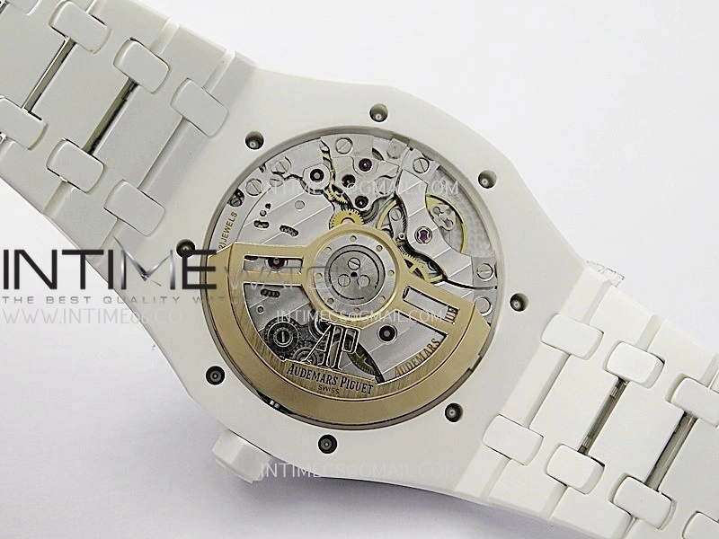 Royal Oak 15500 White Ceramic APSF 1:1 Best Edition Celebration Dial On White Ceramic Bracelet SA4302 Super Clone