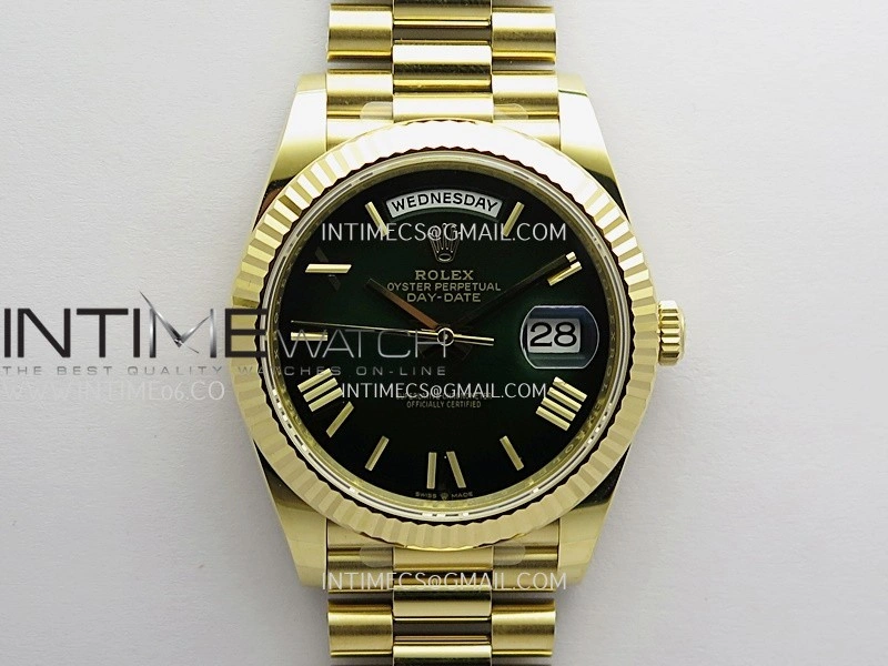 Day Date 228238 40mm 904L YG VSF 1:1 Best Edition Green Ombre Dial Roman Marker On YG President Bracelet DD3255