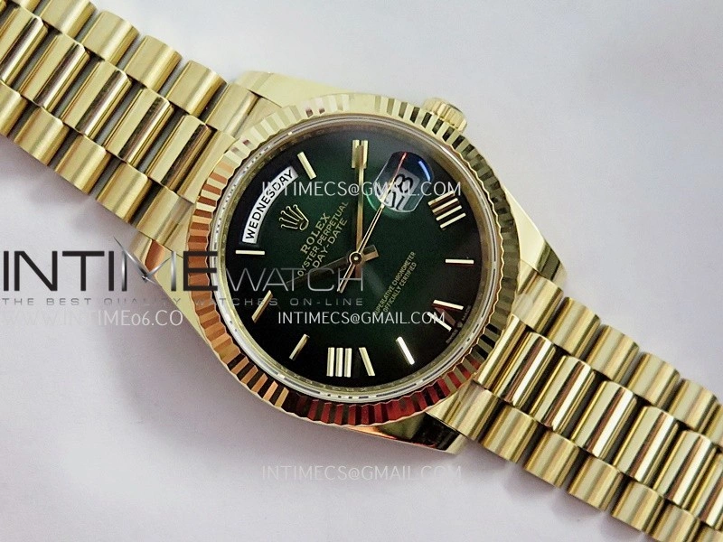 Day Date 228238 40mm 904L YG VSF 1:1 Best Edition Green Ombre Dial Roman Marker On YG President Bracelet DD3255