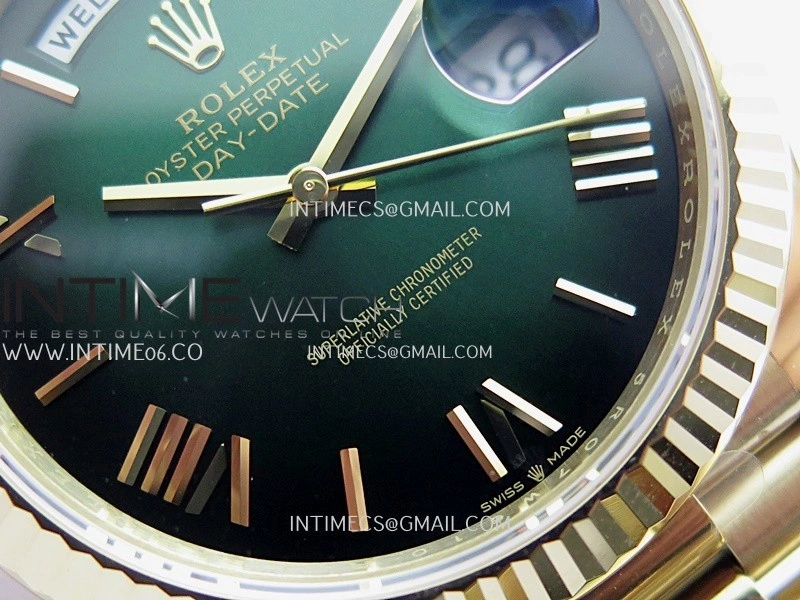 Day Date 228238 40mm 904L YG VSF 1:1 Best Edition Green Ombre Dial Roman Marker On YG President Bracelet DD3255