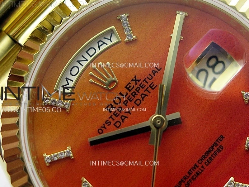 Day Date 36mm Gain Weight YG tungsten APSF 1:1 Best Edition Red Dial Diamond Roman Markers on SS President Bracelet A3255