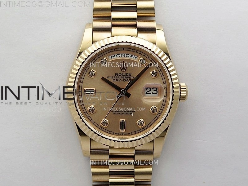 Day Date 36mm Gain Weight RG tungsten APSF 1:1 Best Edition Rose Gold Dial Diamond Markers on SS President Bracelet A3255