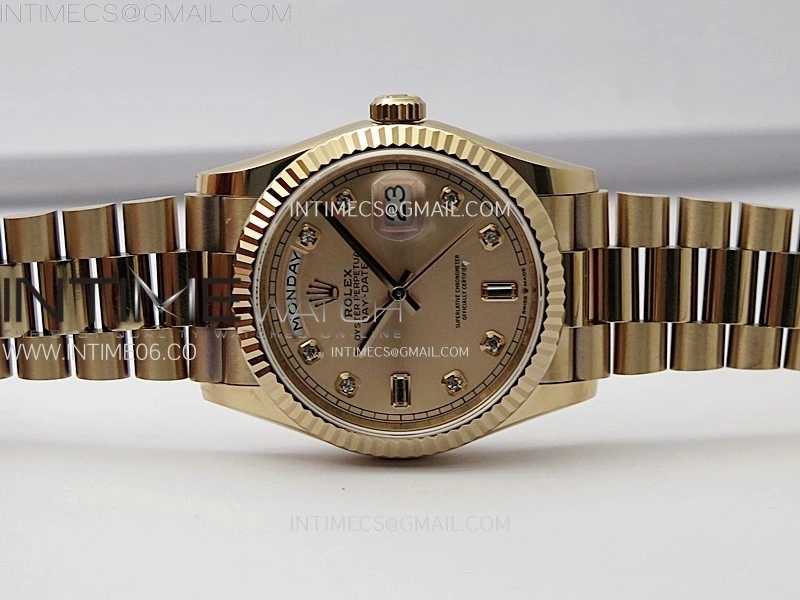 Day Date 36mm Gain Weight RG tungsten APSF 1:1 Best Edition Rose Gold Dial Diamond Markers on SS President Bracelet A3255